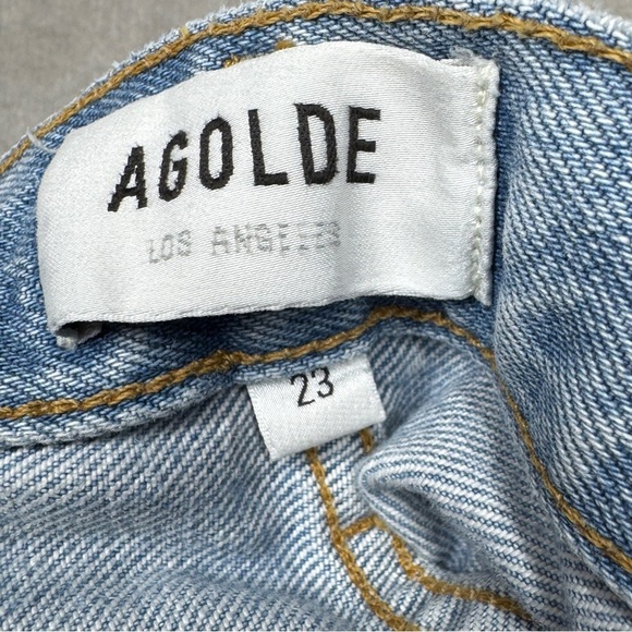 Agolde 90s High Rise Loose Fit 100% Organic Cotton Distressed Blue Jeans Size 23 - Picture 15 of 16